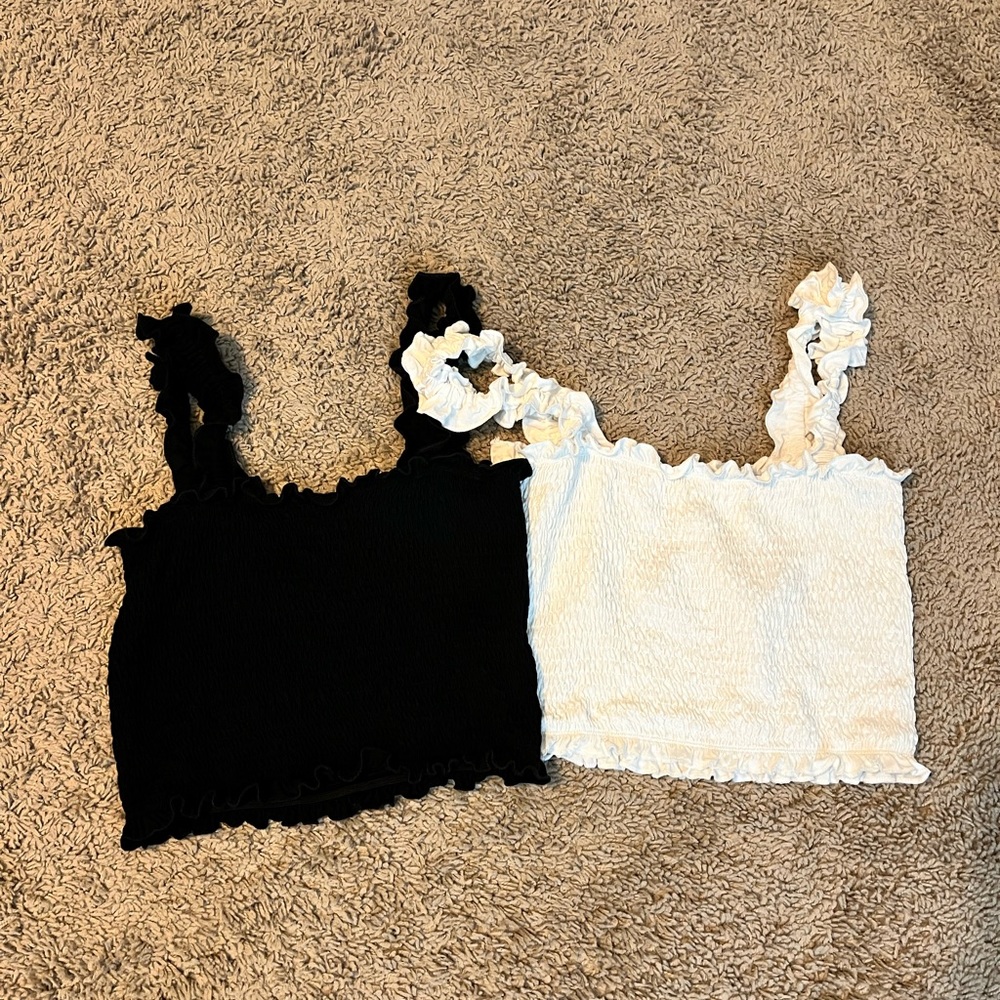 TWO Shein Frill Trim Shirred Tops